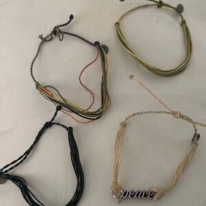 Pura Vida Multicolor String Bracelet Set with Peace Charm